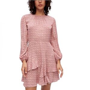 New Maje Floral Ruffle Viscose Mini Dress